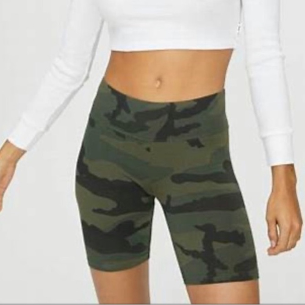 TNA Camouflage Green High-Rise Bike Shorts